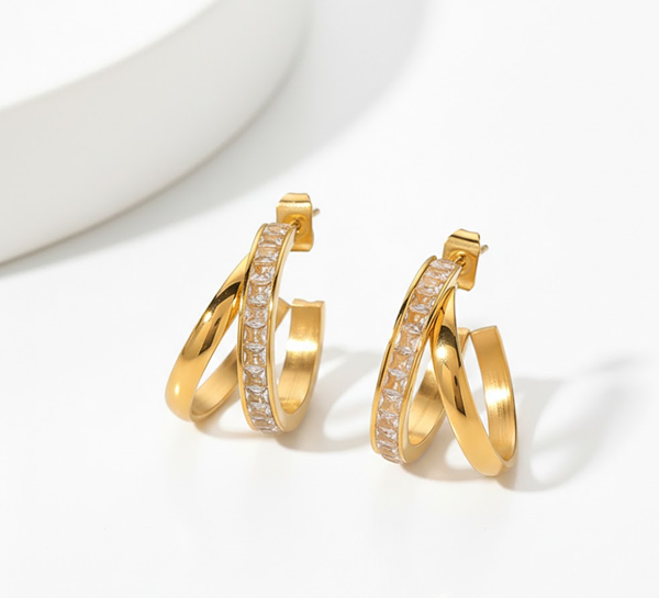 Aureline Twin Zircon Hoops