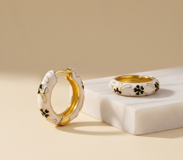 Roselle Enamel Crest Hoops