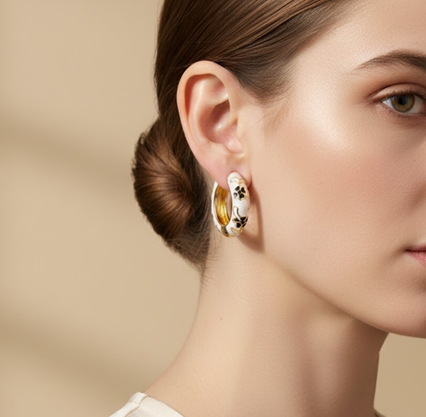 Roselle Enamel Crest Hoops