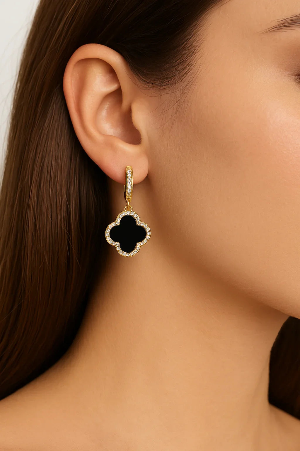 Earring - Noir Clover Elegance Drops