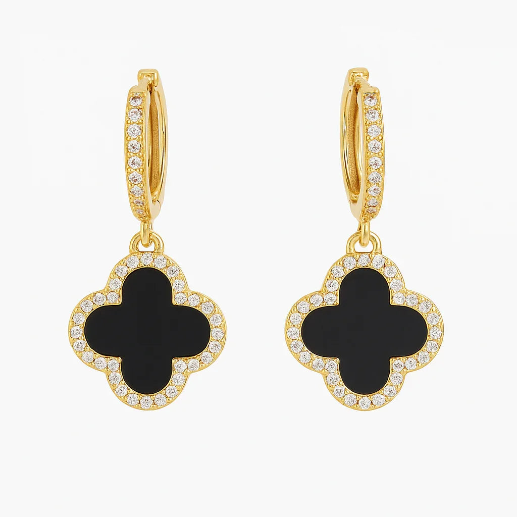 Earring - Noir Clover Elegance Drops
