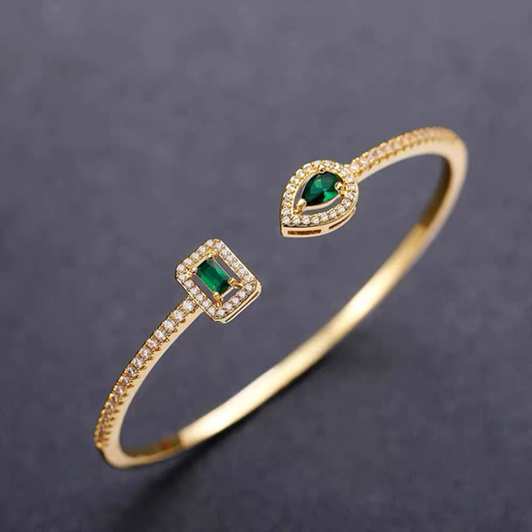 Bracelet - Emerald Dual Open Bangle
