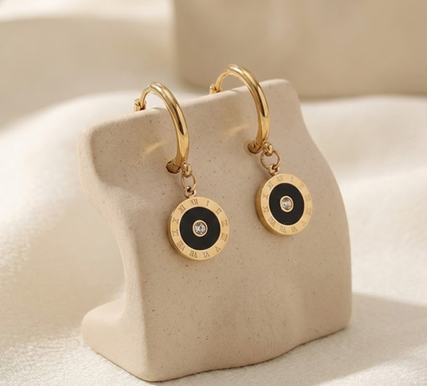 Earring - Roman Noir Hoops