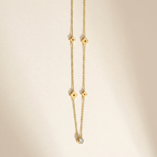 Florena Clover Zirconia Necklace
