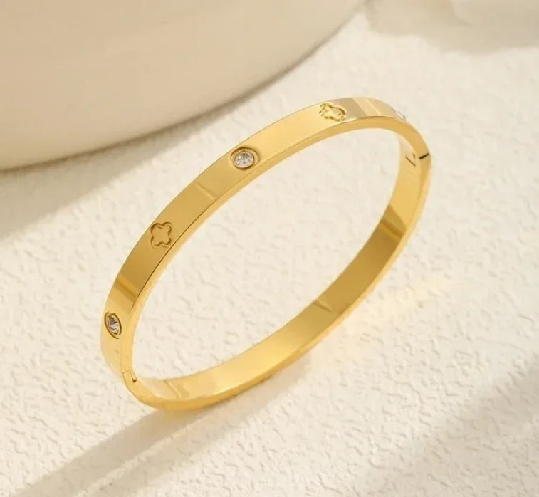 Bracelet - Golden Clover Sparkle Bangle