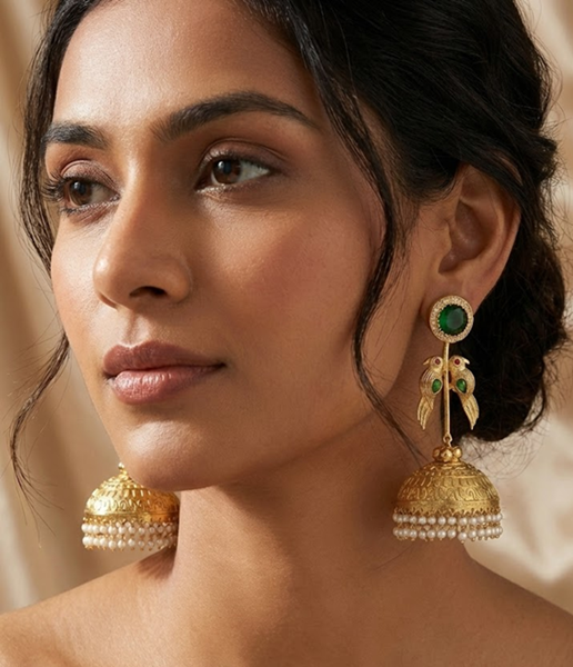 Rajasi Gemstone Jhumka Earrings