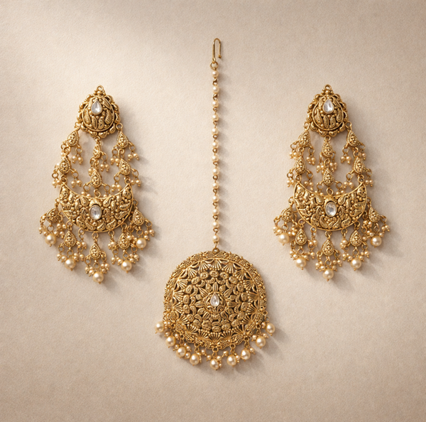 Ivory Bloom Earring & Tikka Set