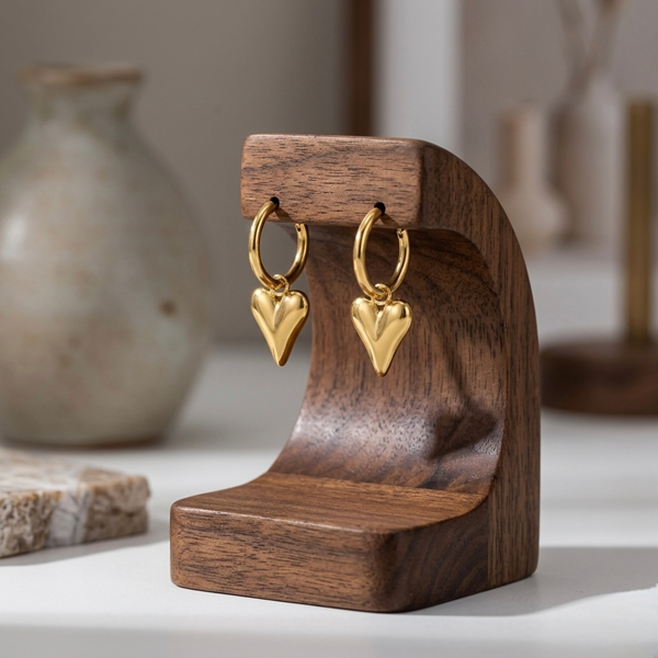 Luxe Heart Drop Hoop Earrings