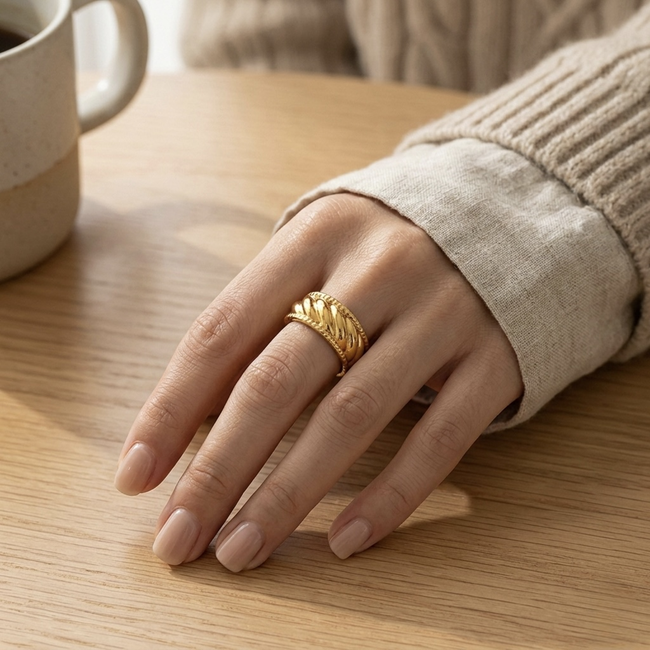 Aurelia Textured Cuff Ring
