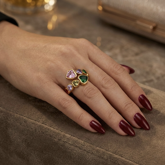 Aurielle Multi-Colour Heart Ring