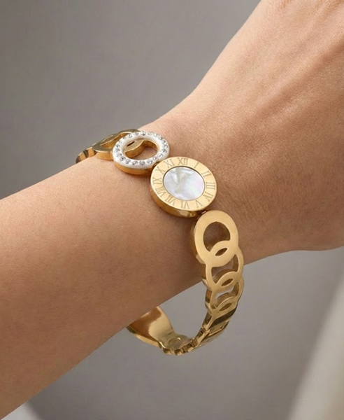 Aurline Circle Roman Emblem Bracelet