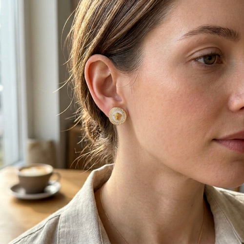 Avelora Medusa Enamel Stud Earrings