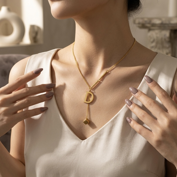 D Initial Drop Necklace