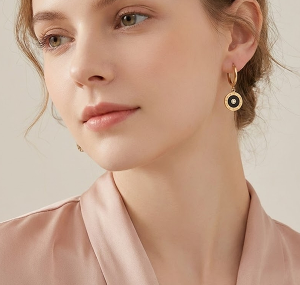 Earring - Roman Noir Hoops
