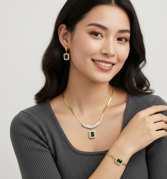 Elaria Halo Three-Piece Jewellery Set