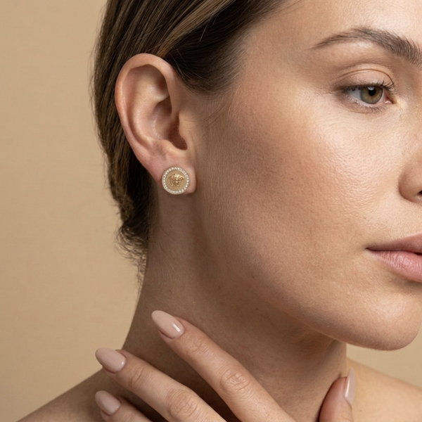Imperion Medallion Crystal Stud Earrings