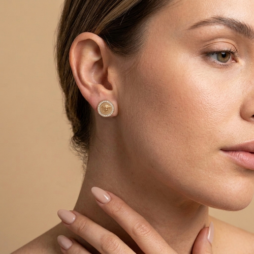 Imperion Medallion Crystal Stud Earrings