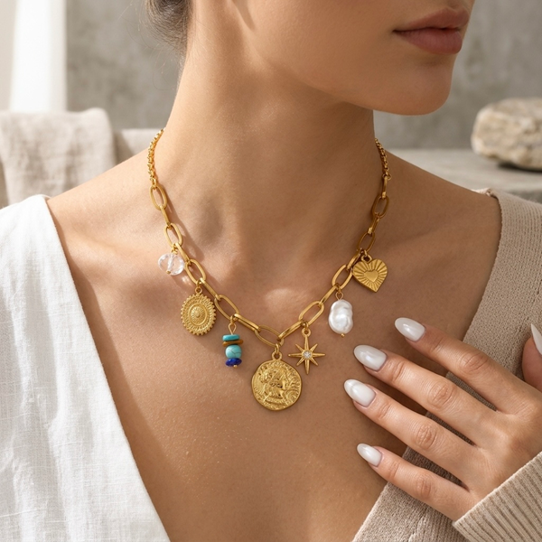 Liora Charm Drop Necklace