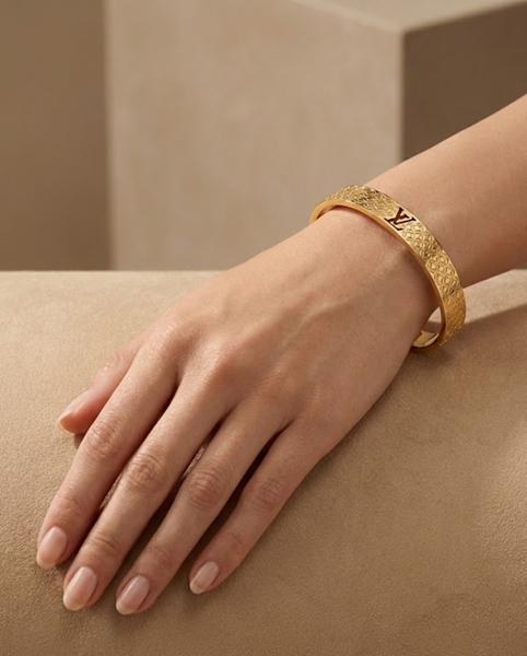 Monogram Texture Gold Bracelet