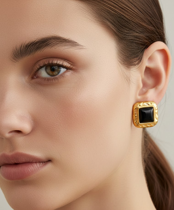 Noctyne Sculpted Square Studs