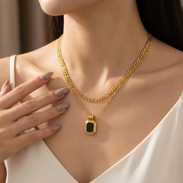 Noir Luxe Layered Necklace