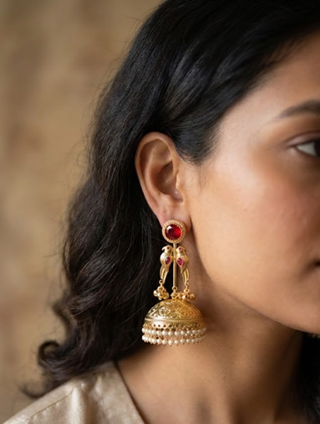 Rajasi Gemstone Jhumka Earrings