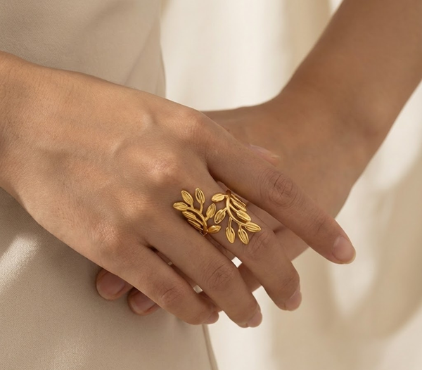 Ring - Twin Leaf Wrap