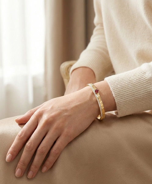 Ruby Crest Gold Bracelet