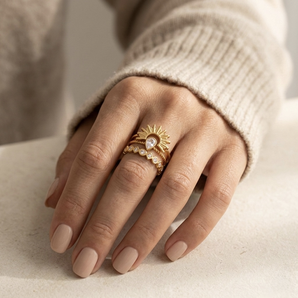 Solara Crystal Stack Rings Set