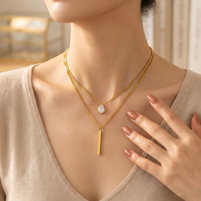 Velmira Dual Layer Zirconia Necklace
