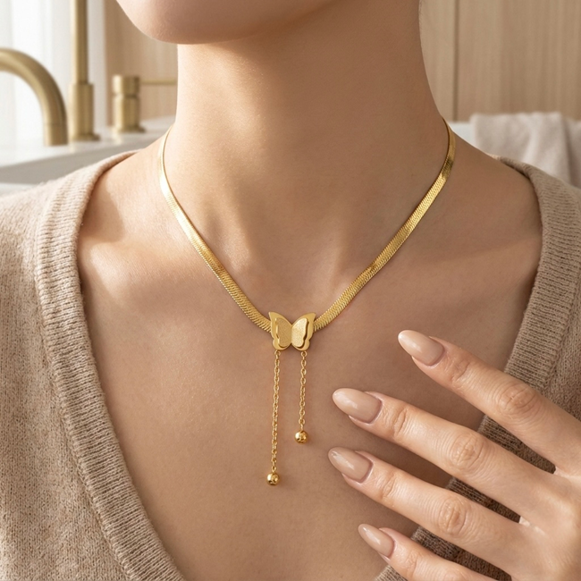 Veloura Butterfly Drop Necklace