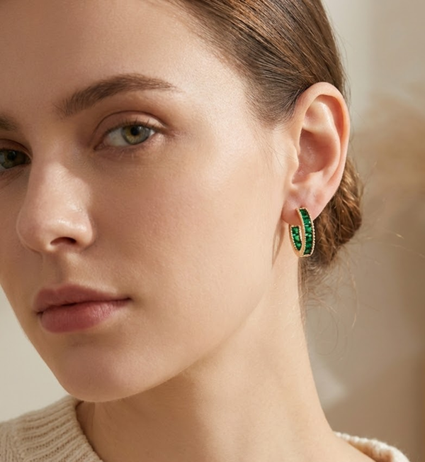 Verde Aurelian Rhinestone Hoops