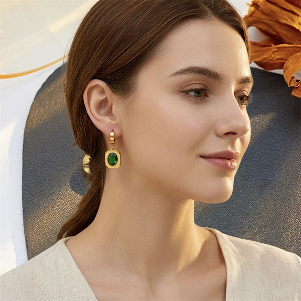 Verde Radiance Drop Hoops