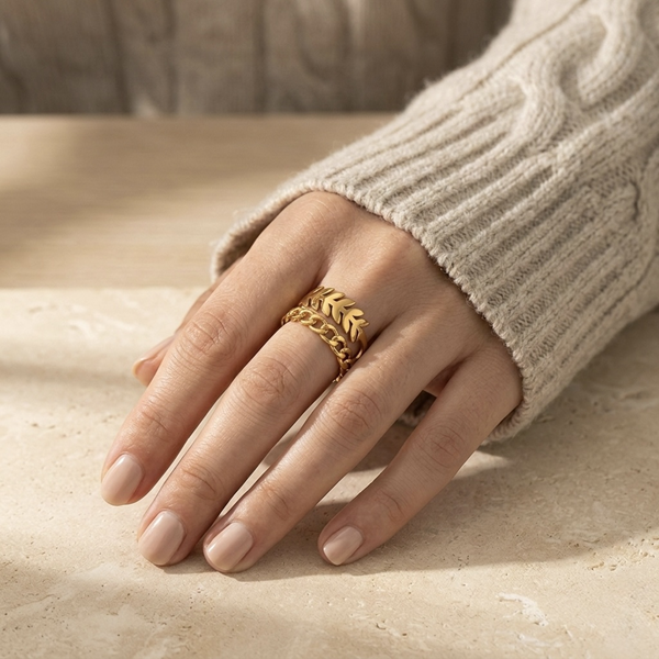 Verdelle Chain Leaf Ring