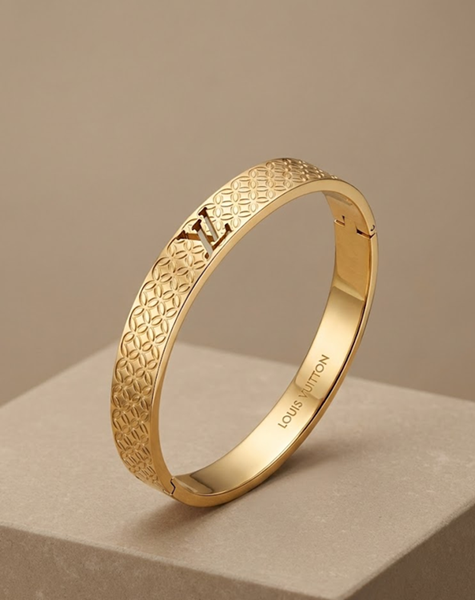 Monogram Texture Gold Bracelet