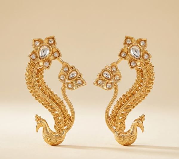 Peacock Grace Crystal Earcuffs