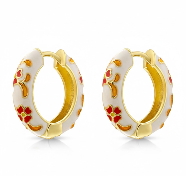 Roselle Enamel Crest Hoops