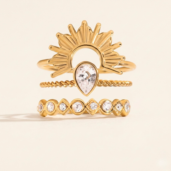 Solara Crystal Stack Rings Set